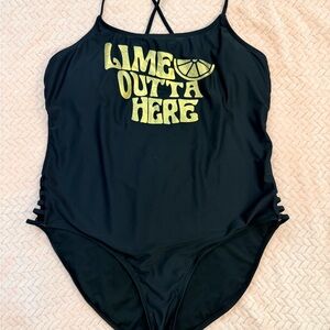 No Boundaries Black Swimwear with Lime Accent